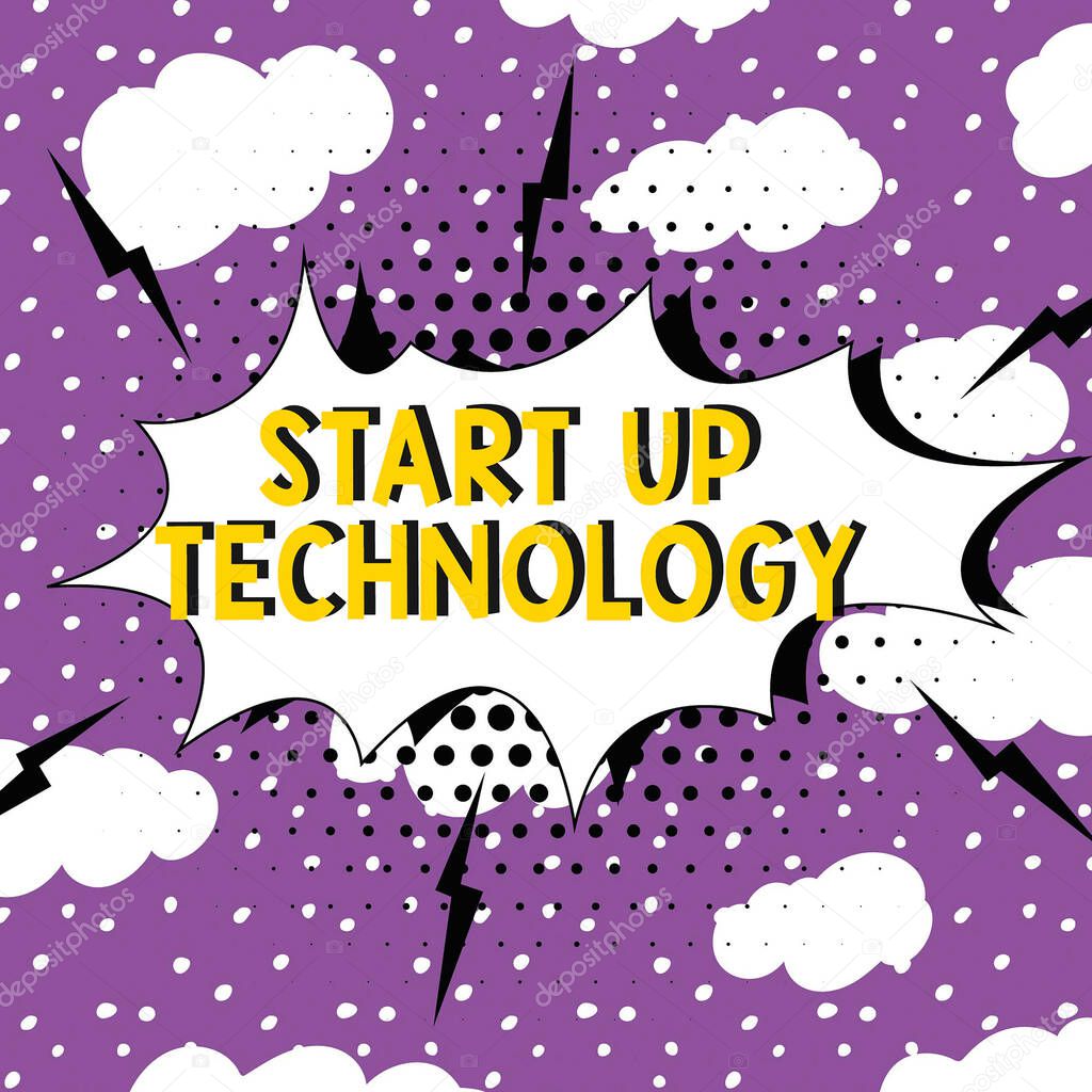 Text showing inspiration Start Up Technology, Business overview Young Technical Company initially Funded or Financed