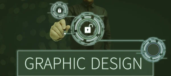 Visualizzazione Concettuale Graphic Designart Abilità Combinare Testo Immagini Pubblicità Business — Foto Stock