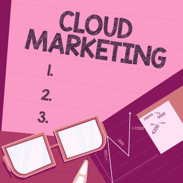 Konceptuell Bildtext Cloud Marketingprocessen För Organisation Att Marknadsföra Sina Tjänster — Stockfoto