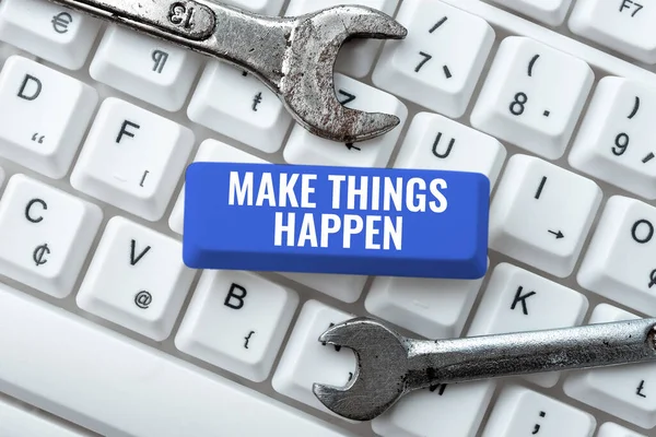 Tekst Die Inspiratie Toont Make Things Happendoe Best Iets Bereiken — Stockfoto