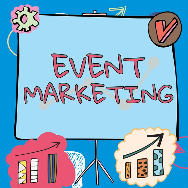 Szöveg Felirat Bemutató Event Marketingleírja Folyamat Fejlesztése Kijelző Népszerűsítése Termék — Stock Fotó