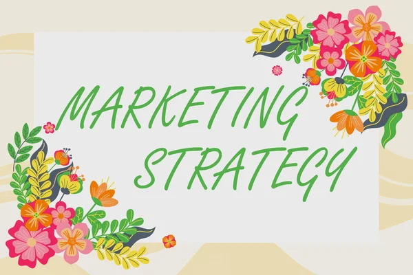 Testo Didascalia Che Presenta Strategia Marketing Schema Come Stendere Prodotti — Foto Stock