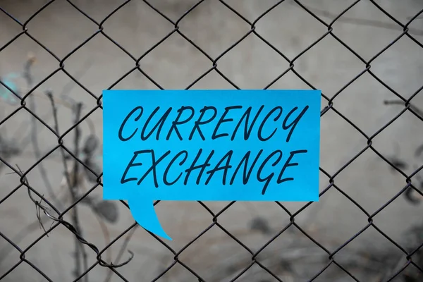 Segno Scrittura Mano Cambio Valutaprocesso Cambiamento Una Valuta Altro Forex — Foto Stock
