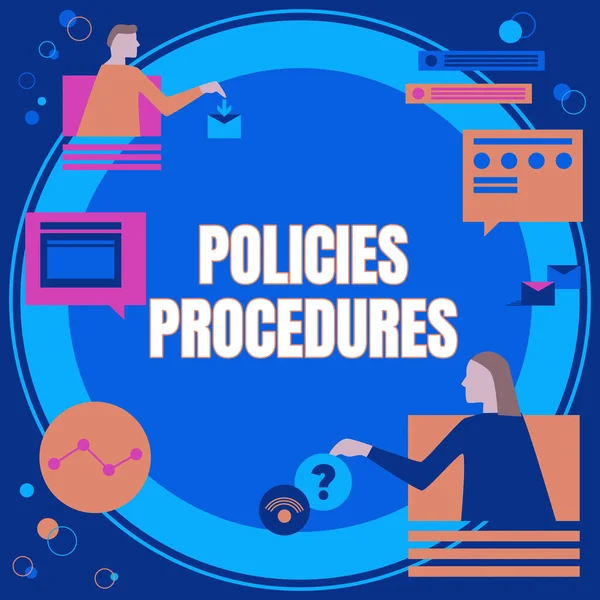 Text sign showing Policies Procedures, Business idea Influence Major Decisions and Actions Rules Guidelines