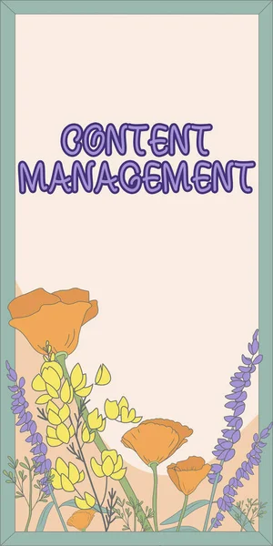 Konceptuell Bildtext Content Managementprocess Som Samlar Hantera Och Publicera Information — Stockfoto