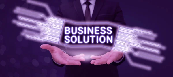 Inspiração Mostrando Sinal Business Solutionservices Que Incluem Planejamento Estratégico Avaliação — Fotografia de Stock