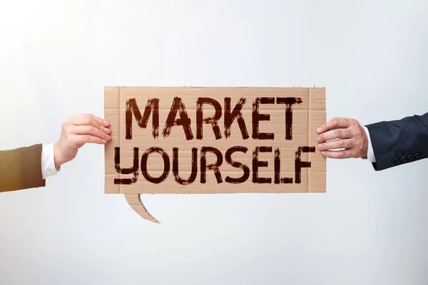 Szöveg Jel Mutatja Market Yourfmaking Magát Bármilyen Feladat Projekt Életben — Stock Fotó