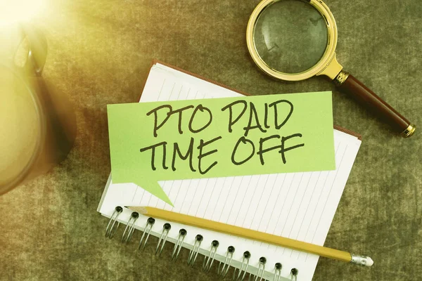 Firma Visualizzazione Pto Paid Time Offil Datore Lavoro Concede Risarcimento — Foto Stock