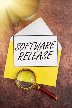 Yazılım yayınlarını gösteren metin işareti program için gelişim aşamaları ve olgunluk aşamaları, geliştirme aşamaları için kelime ve program için olgunluk aşamaları