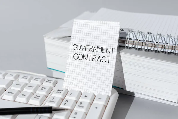 Handwriting text Government Contract, Concept meaning Agreement Process to sell Services to the Administration