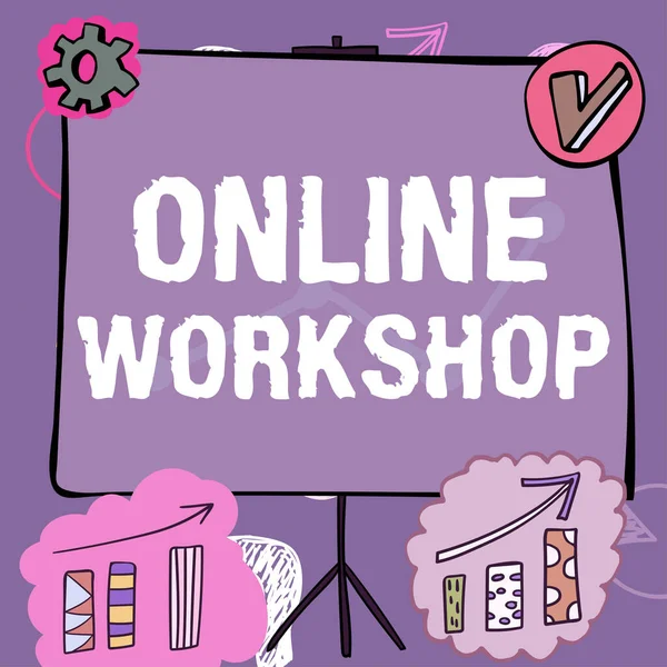 Κείμενο Που Δείχνει Έμπνευση Online Workshopshows Αγαθών Και Εμπορευμάτων Μέσω — Φωτογραφία Αρχείου