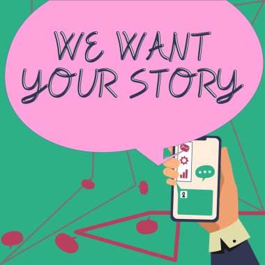 Kavramsal gösterim. Hikayenizi istiyoruz. Hayat hikayeniz, iş geçmişiniz hakkında bir şeyler anlatın.