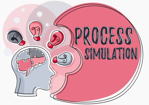 Tekenen Weergeven Processimulatietechnische Representatie Gefabriceerde Studie Van Een Systeem Conceptuele — Stockfoto