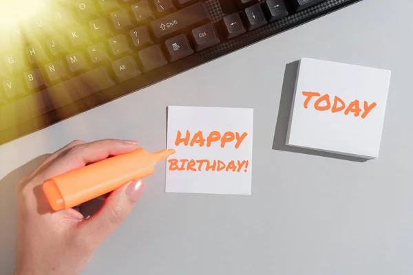 Text Caption Presenting Happy Birthdaythe Birth Anniversary Person Celebrated Presents — Stock Photo, Image