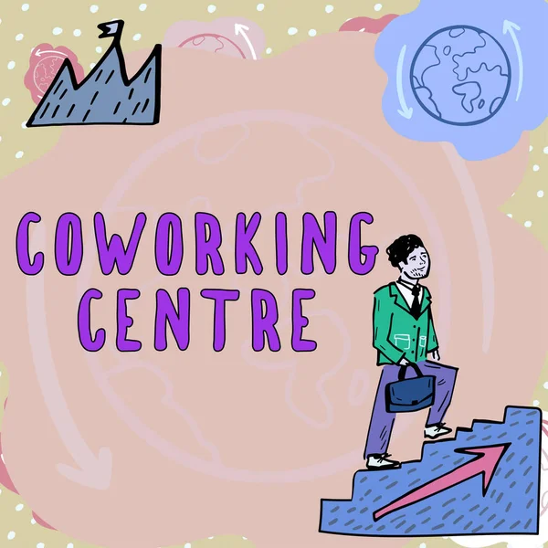 Handwriting text Coworking Centreshared workplace often office and independent activity, Internet Concept shared workplace often office and independent activity