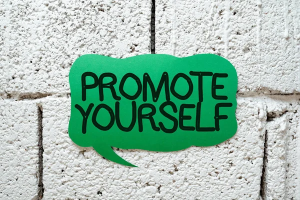Text caption presenting Promote Yourselfmarket and introduce to others Improvement Encourage, Word Written on market and introduce to others Improvement Encourage