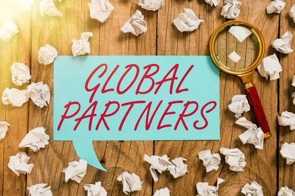 Inspiratie Toont Teken Global Partnerstwee Meer Bedrijven Uit Verschillende Landen — Stockfoto