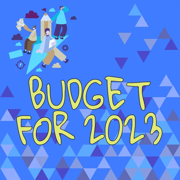 Conceptueel Bijschrift Begroting 2023Een Schriftelijke Raming Van Inkomsten Uitgaven Voor — Stockfoto
