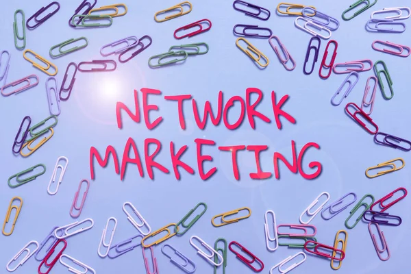 Conceptual Caption Network Marketingpyramid Selling Multi Level Trading Goods Services — Foto de Stock