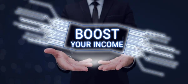 Kézírás Szöveg Boost Your Incomeincrease Your Money Befektetés Freelancing Trading — Stock Fotó