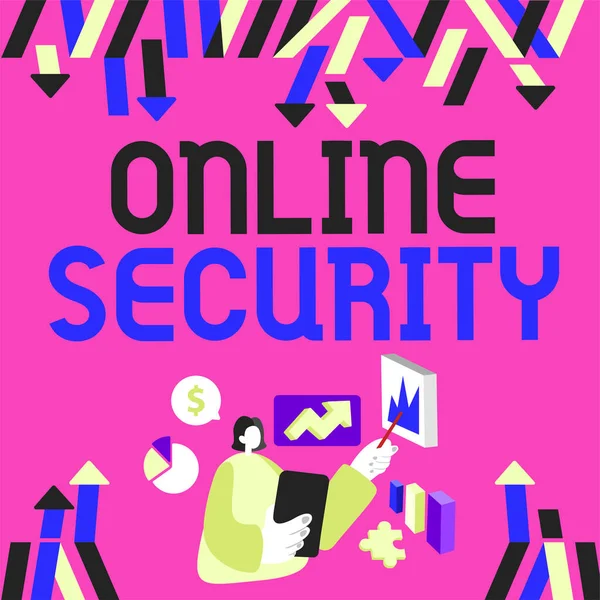 Podpis Wyświetlający Zasady Bezpieczeństwa Online Celu Ochrony Przed Atakami Przez — Zdjęcie stockowe