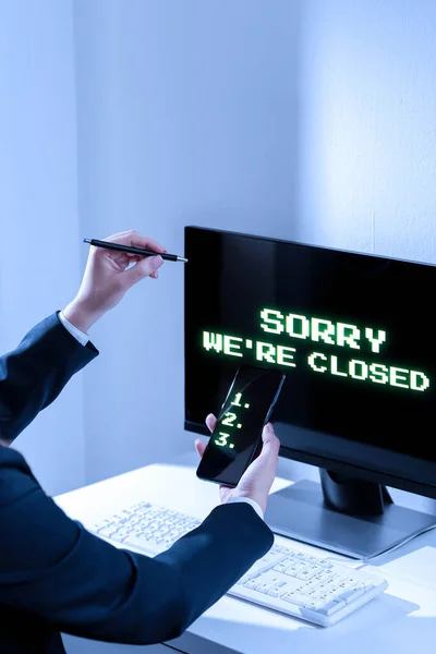 Sorry Closedexpressions Regret Disapement Open Sign Concepted Means Expressions Regret — 스톡 사진