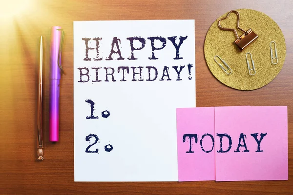 Conceptual Display Happy Birthdaythe Birth Anniversary Person Celebrated Presents Word — Stock Photo, Image