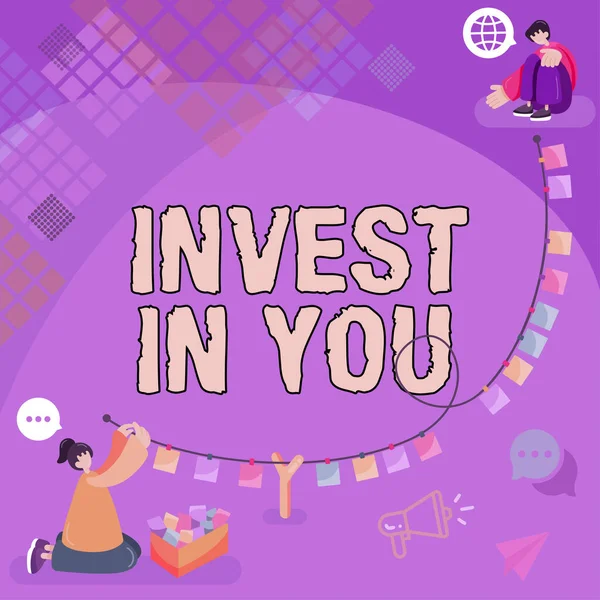 Tekst Met Inspiratie Investeer You Business Overview Zorg Goed Voor — Stockfoto