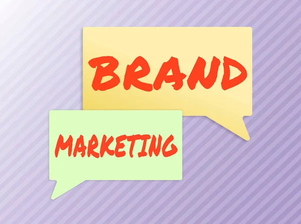 Textová Značka Znázorňující Brand Marketingvytváření Povědomí Produktech Celém Světě Business — Stock fotografie