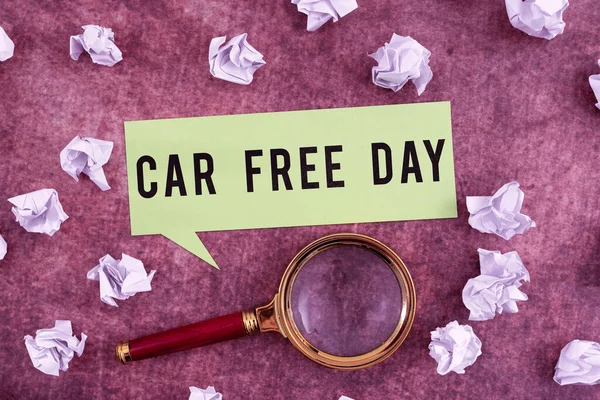 車の自由の日を示すテキスト記号 ビジネスショーケース環境保護世界キャンペーン汚染を避ける — ストック写真