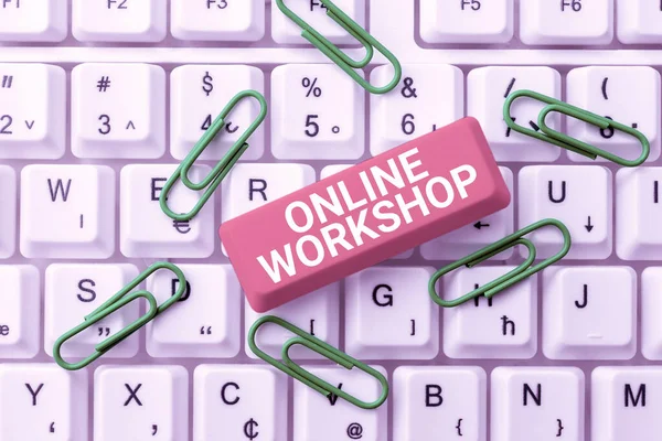 Inspiração Mostrando Sinal Workshopshows Line Bens Commodities Sobre Sites Eletrônicos — Fotografia de Stock