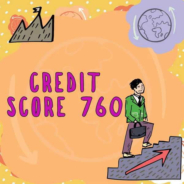 Conceptual Display Credit Score 760Numerical Expression Based Level Analysis Person — Stock Photo, Image