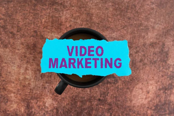 Text sign showing Video Marketingcreate short videos about specific topics using articles, Business overview create short videos about specific topics using articles