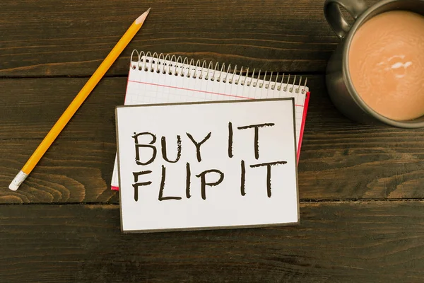 Texto Pie Foto Presentando Buy Flip Itbuy Algo Solucionarlos Luego — Foto de Stock