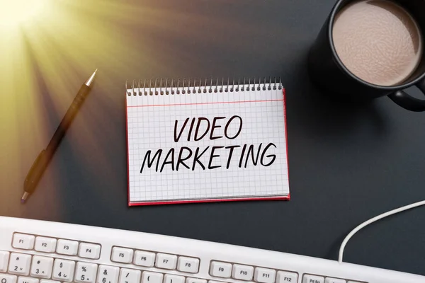 Legenda Conceitual Video Marketingcreate Vídeos Curtos Sobre Tópicos Específicos Usando — Fotografia de Stock