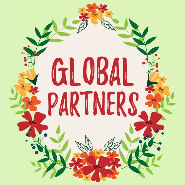 Tekenen Tonen Global Partnerstwee Meer Bedrijven Uit Verschillende Landen Werken — Stockfoto