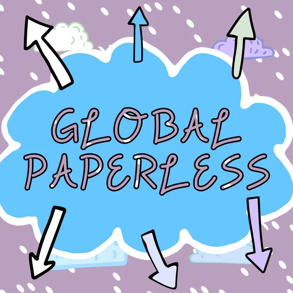Legenda Texto Apresentando Global Paperlessgoing Para Métodos Tecnologia Como Mail — Fotografia de Stock