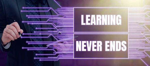 Inspiration Visar Tecken Learning Never Ends Word Life Long Educational — Stockfoto