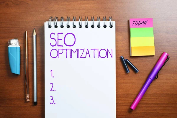 Text Showing Inspiration Seo Optimizationprocess Affecting Online Visibility Website Page — Stock Photo, Image