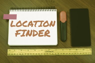 Seçili bir yerin adresini bulmak için sunulan Konum Bulucu servisini sunan metin başlığı, seçili bir yerin adresini bulmak için öne sürülen Bir Servis Sözcüğü