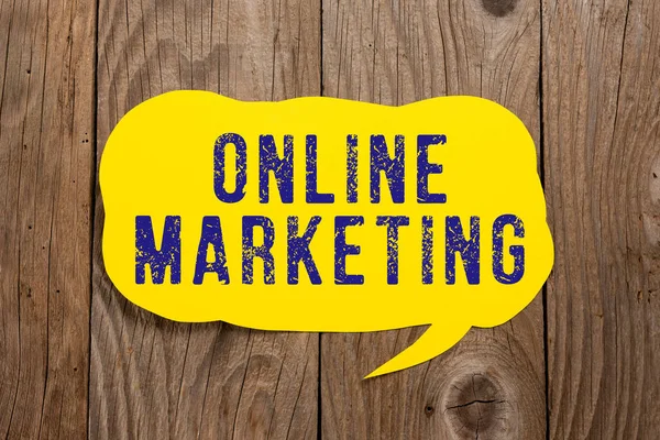 Sign Exibindo Publicidade Online Marketingform Que Usa Internet Entregar Necessidades — Fotografia de Stock