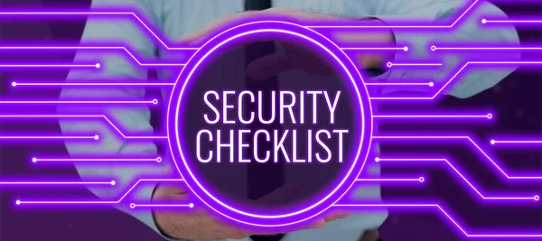 Konzeptionelle Darstellung Sicherheits Checkliste Schutz Von Daten Und Systemanleitung Internetdiebstahl — Stockfoto
