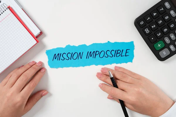 Text Showing Inspiration Mission Impossibledifficult Dangerous Assignment Isolated Unimaginable Task — Stock Photo, Image