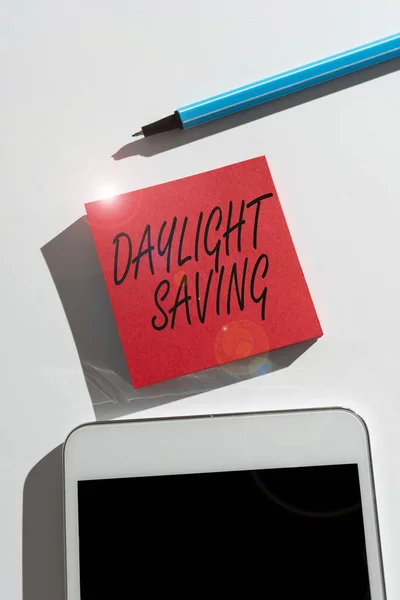 Text Rukopisu Daylight Savingstorage Technologie Které Lze Použít Ochraně Dat — Stock fotografie