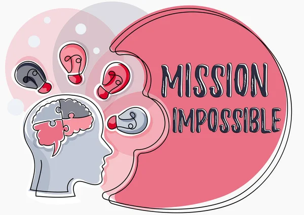 Szöveg Felirat Bemutatása Mission Impossible Nehéz Veszélyes Feladat Elszigetelt Elképzelhetetlen — Stock Fotó
