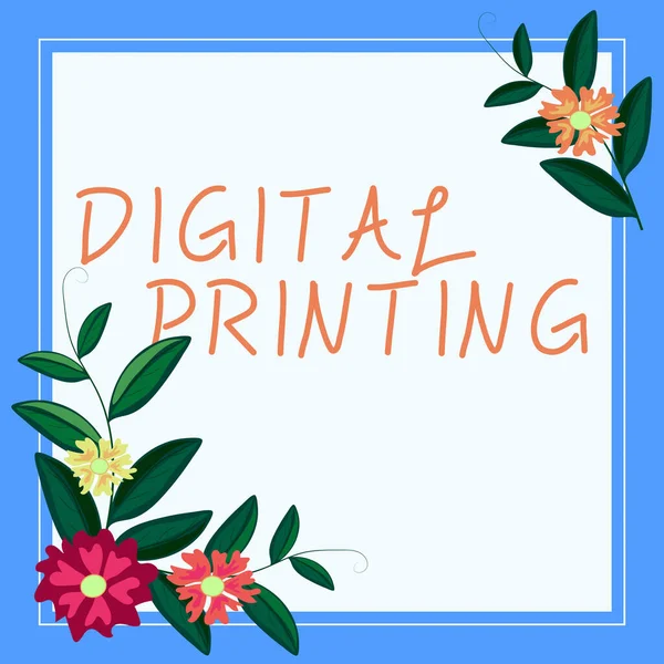 Έννοια Λεζάντα Digital Printingdigital Based Images Directly Variety Media Internet — Φωτογραφία Αρχείου