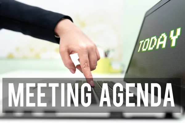 Handschrifttekst Meeting Agendaeen Agenda Stelt Duidelijke Verwachtingen Voor Wat Nodig — Stockfoto