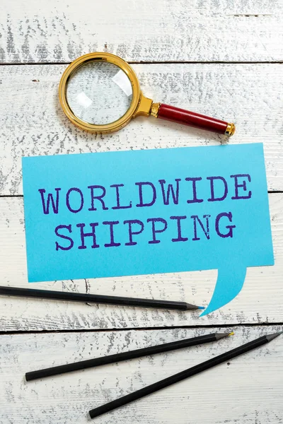 Texto Que Mostra Inspiração Worldwide Shippingsea Freight Entrega Mercadorias International — Fotografia de Stock