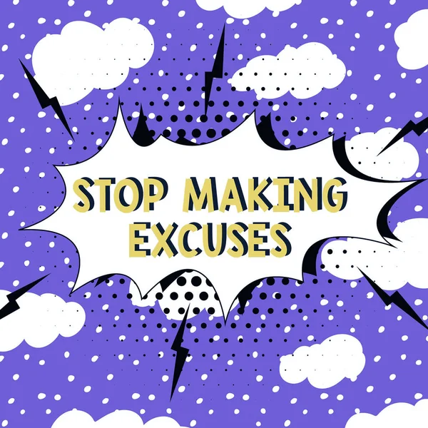 Schrijven Van Tekst Stop Met Het Maken Van Excuses Word — Stockfoto