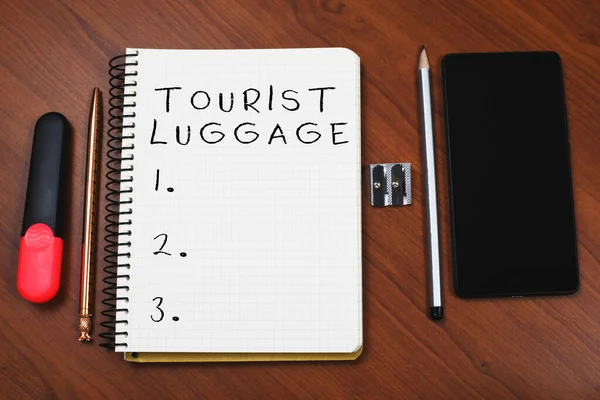 Légende Texte Présentant Tourist Luggagebig Bag Qui Contient Tout Dont — Photo